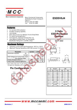 ESD5V0J4-TP datasheet  